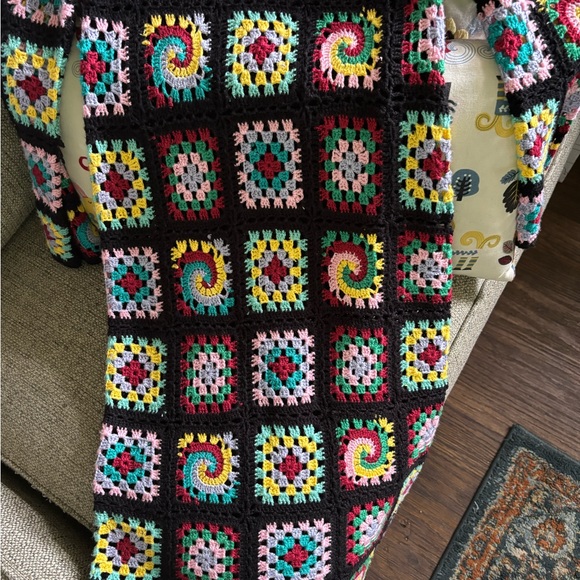 Multi Color Crocheted Sweater Dress - Picture 4 of 6